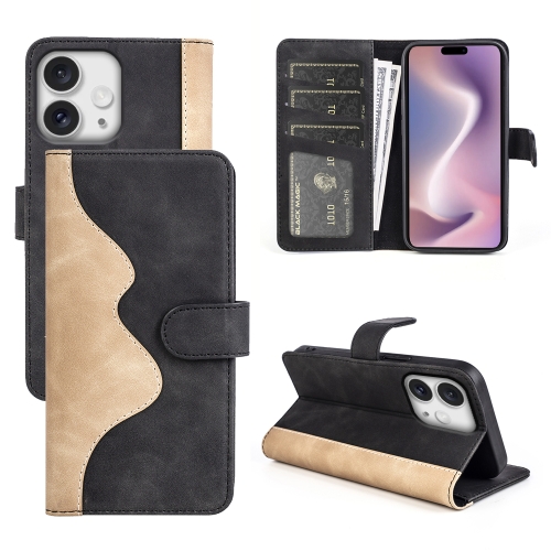 

For iPhone 16 Pro Max Stitching Horizontal Flip Leather Phone Case(Black)