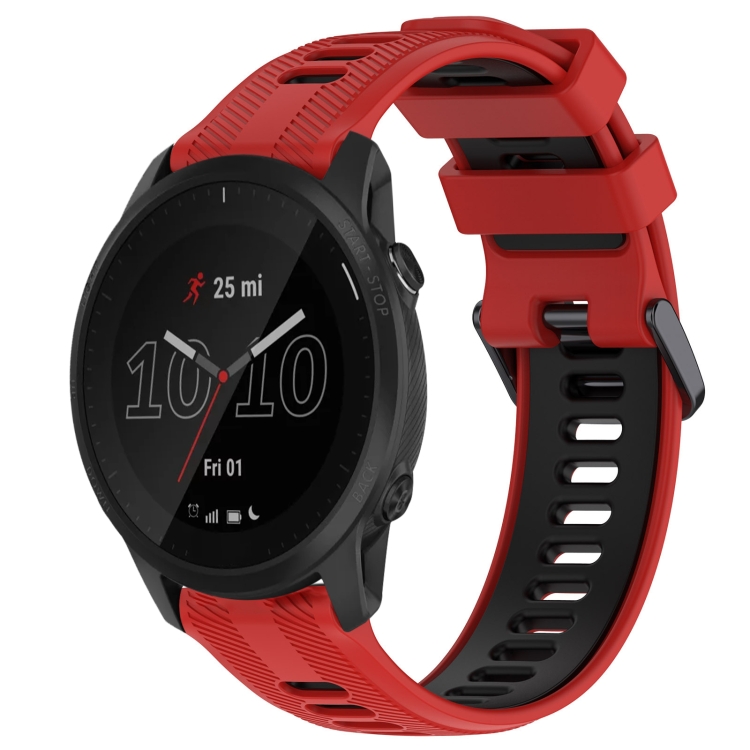 สำหรับผู้เบิกทาง Garmin 945 กีฬาสายนาฬิกาซิลิโคนสองสี (สีแดง