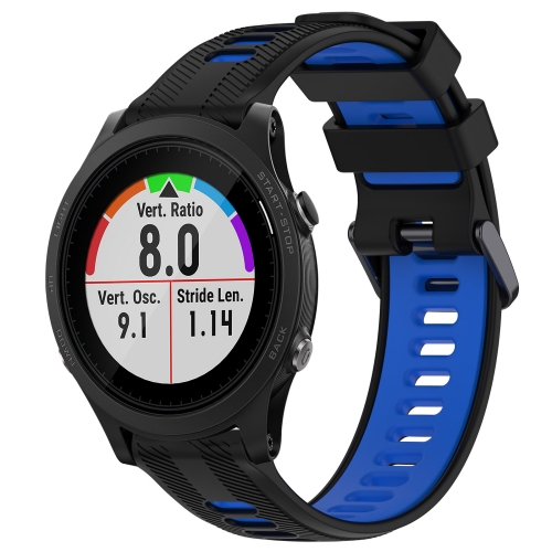 Pour Garmin Forerunner 935 Sports Bracelet de montre en silicone bicolore  (noir + bleu)