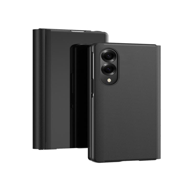 For Galaxy Z Fold8 5G Plated Mirror Horizontal Flip Leather Phone Case with Holder(Black)