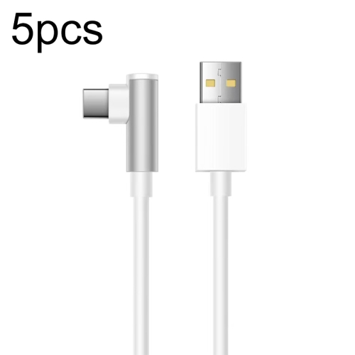 

5pcs XJ-96 1m USB to Type-C Elbow Fast Charging Data Cable for OPPO and Other Phone(White)