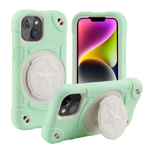 

For iPhone 14 Shield PC Hybrid Silicone Phone Case(Fresh Green)