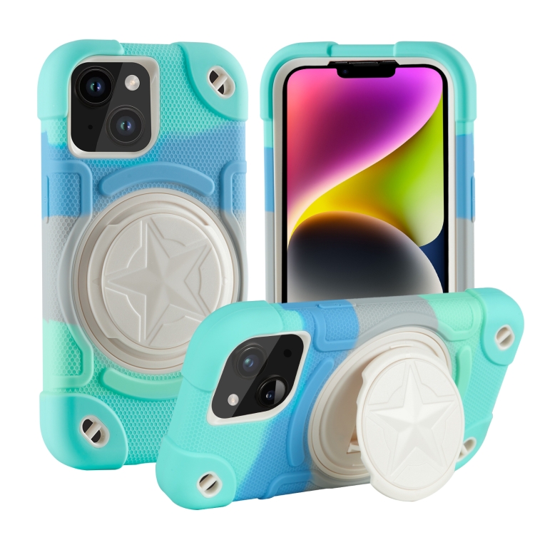 

For iPhone 14 Shield PC Hybrid Silicone Phone Case(Camouflag Green)