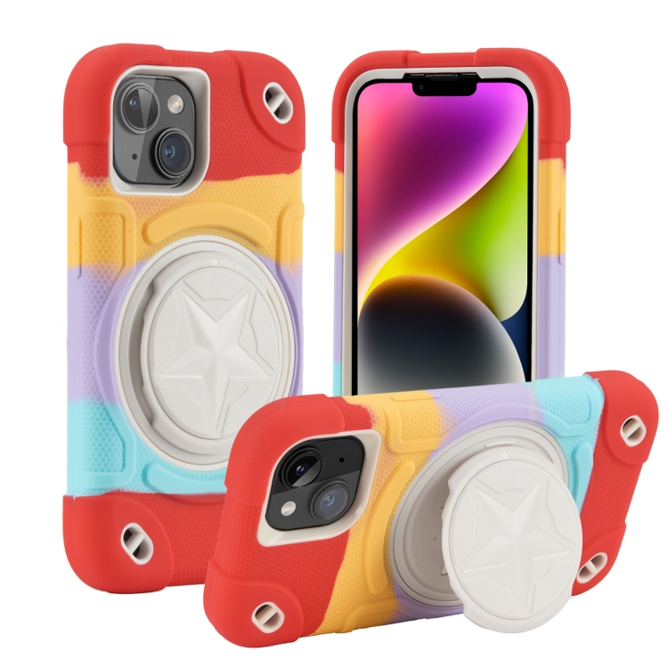 

For iPhone 14 Shield PC Hybrid Silicone Phone Case(Camouflag Red)