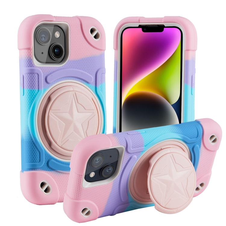 

For iPhone 14 Shield PC Hybrid Silicone Phone Case(Camouflag Pink)