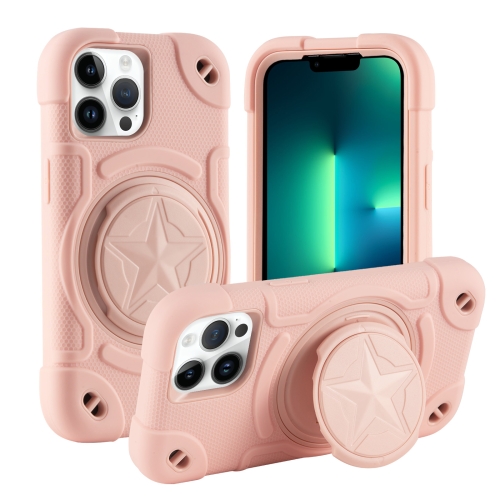 

For iPhone 13 Pro Max Shield PC Hybrid Silicone Phone Case(Rose Pink)