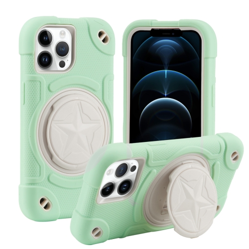 

For iPhone 12 Pro Max Shield PC Hybrid Silicone Phone Case(Fresh Green)