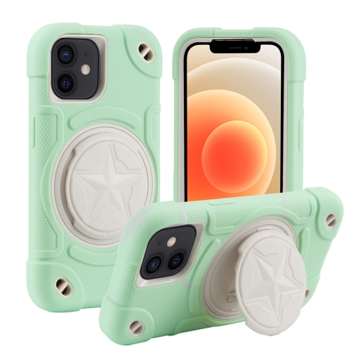 

For iPhone 12 Shield PC Hybrid Silicone Phone Case(Fresh Green)