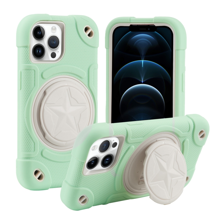 

For iPhone 12 Pro Shield PC Hybrid Silicone Phone Case(Fresh Green)