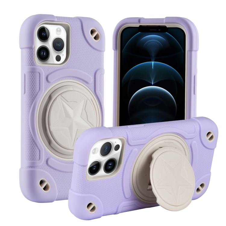 

For iPhone 12 Pro Shield PC Hybrid Silicone Phone Case(Rero Purple+White)