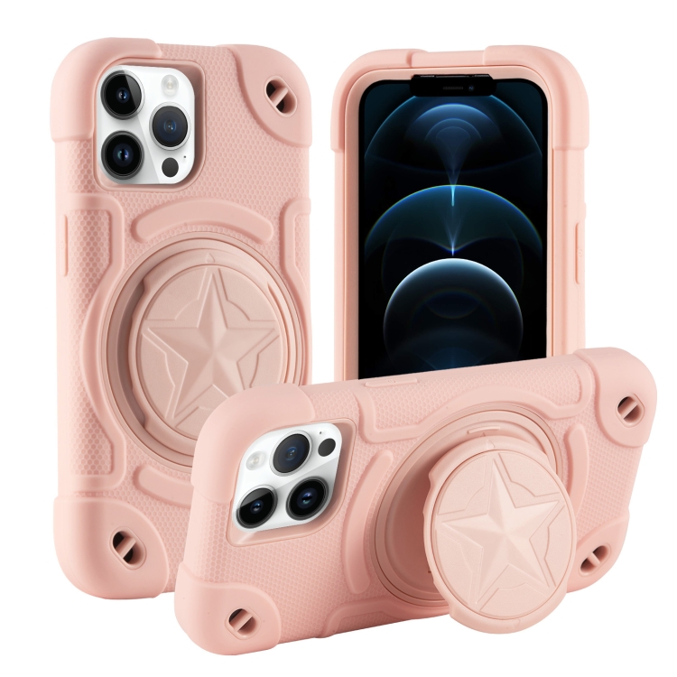 

For iPhone 12 Pro Shield PC Hybrid Silicone Phone Case(Rose Pink)