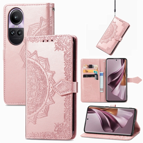 

For OPPO Reno10 Pro 5G Mandala Flower Embossed Leather Phone Case(Rose Gold)