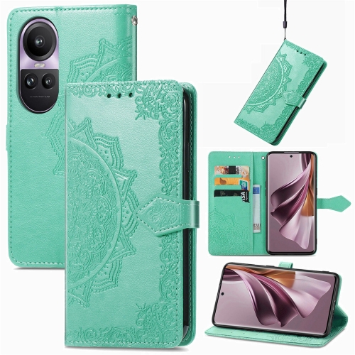 

For OPPO Reno10 Pro 5G Mandala Flower Embossed Leather Phone Case(Green)