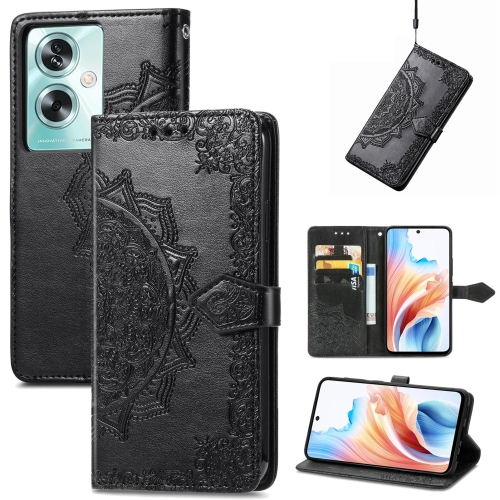 

For OPPO A79 5G / A2 5G Mandala Flower Embossed Leather Phone Case(Black)