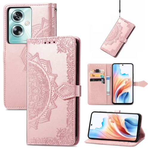 

For OPPO A79 5G / A2 5G Mandala Flower Embossed Leather Phone Case(Rose Gold)