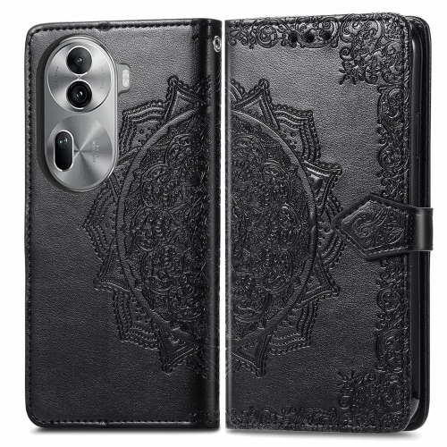 

For OPPO Reno11 Pro EU Mandala Flower Embossed Leather Phone Case(Black)