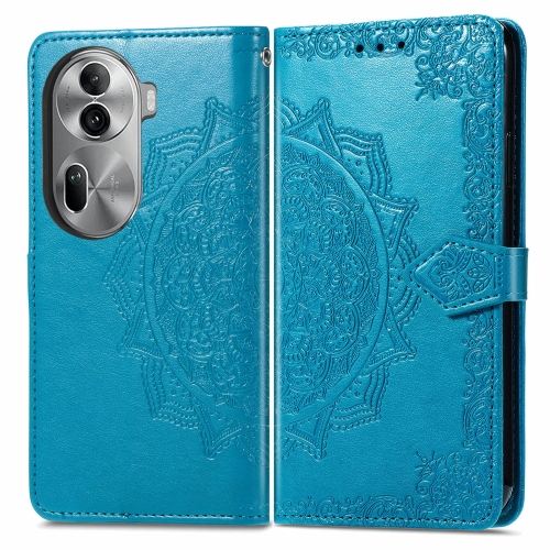 

For OPPO Reno11 Pro EU Mandala Flower Embossed Leather Phone Case(Blue)
