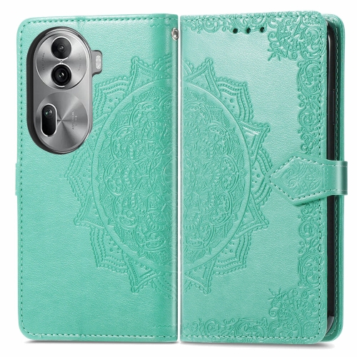 

For OPPO Reno11 Pro EU Mandala Flower Embossed Leather Phone Case(Green)