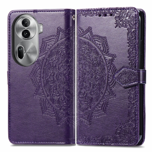 

For OPPO Reno11 Pro EU Mandala Flower Embossed Leather Phone Case(Purple)