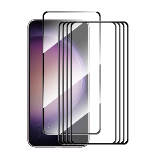 For Samsung Galaxy S23 FE 5G 5pcs ENKAY Hat-Prince Full Glue High Aluminum-silicon Tempered Glass Film for samsung galaxy f15 m15 5pcs enkay hat prince full glue high aluminum silicon tempered glass film