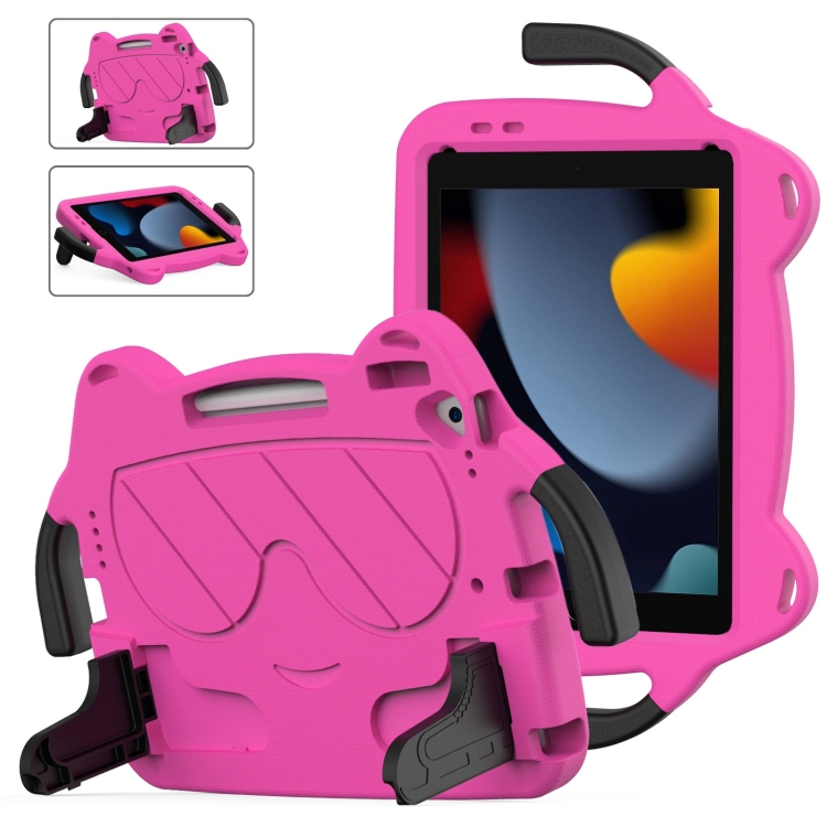 

For iPad 10.2 2019 / 2020 / 2021 Ice Baby EVA Shockproof Hard PC Tablet Case(Rose Red+Black)
