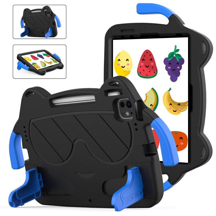 

For iPad Pro 11 2024 Ice Baby EVA Shockproof Hard PC Tablet Case(Black+Blue)
