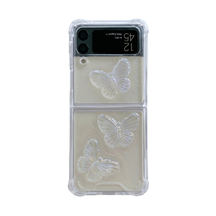 

For Samsung Galaxy Z Flip3 Transparent Crystal Butterfly TPU Phone Case(Transparent)