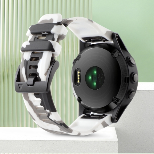 For Garmin Fenix 7 Pro 47mm 22mm Camouflage Silicone Watch Band(Camouflage White) зарядное usb устройство для garmin approach s2 s4 smart watch
