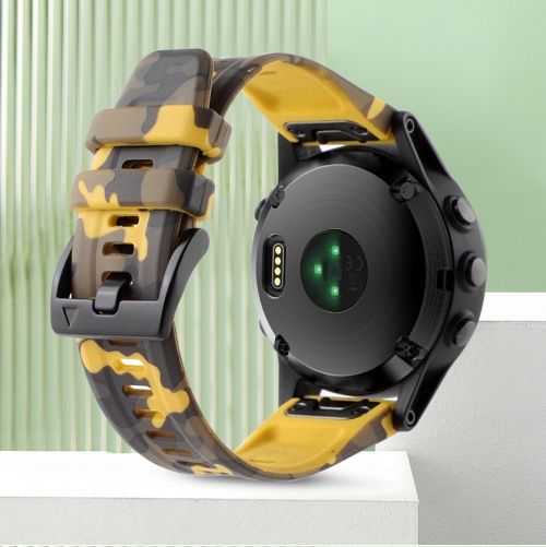 Pour bracelet de montre en silicone camouflage Garmin Instinct Crossover  Solar 22 mm (jaune camouflage)