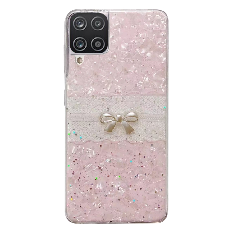 

For Samsumg Galaxy A12 Shell Pattern Bow TPU Phone Protective Case(Pink)