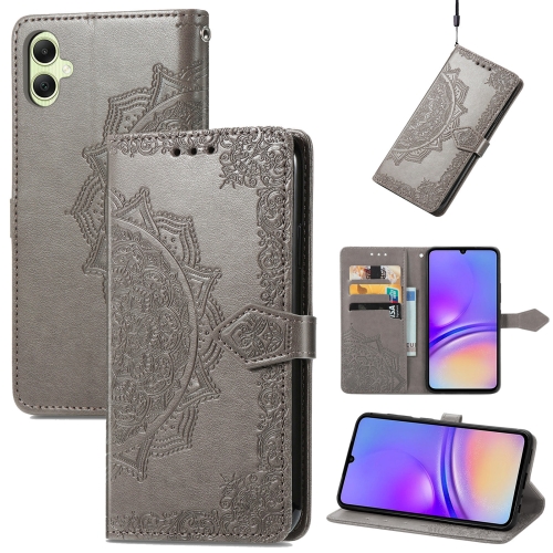 

For Samsung Galaxy S23 FE 5G Mandala Flower Embossed Leather Phone Case(Gray)