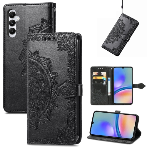 

For Samsung Galaxy Z Fold5 Mandala Flower Embossed Leather Phone Case(Black)