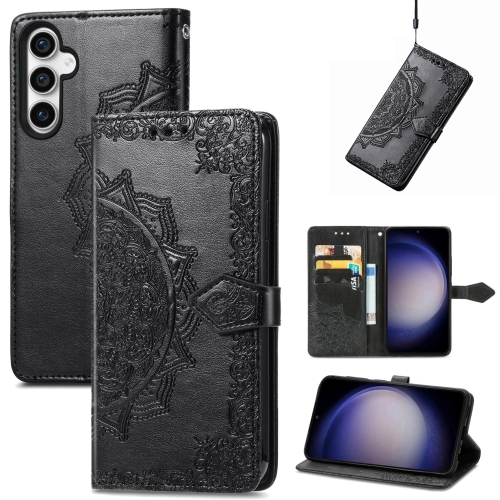 

For Samsung Galaxy S23 FE 5G Mandala Flower Embossed Leather Phone Case(Black)