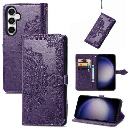 

For Samsung Galaxy S23 FE 5G Mandala Flower Embossed Leather Phone Case(Purple)