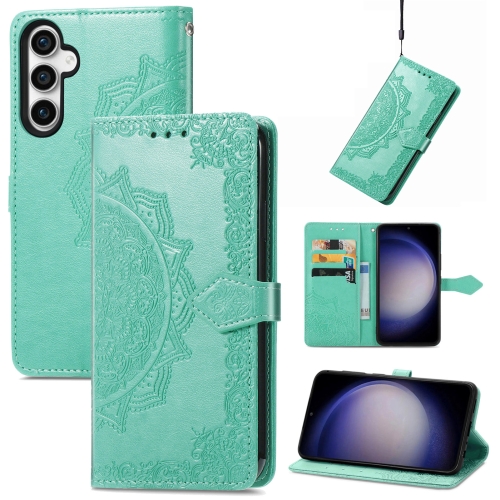 

For Samsung Galaxy S23 FE 5G Mandala Flower Embossed Leather Phone Case(Green)