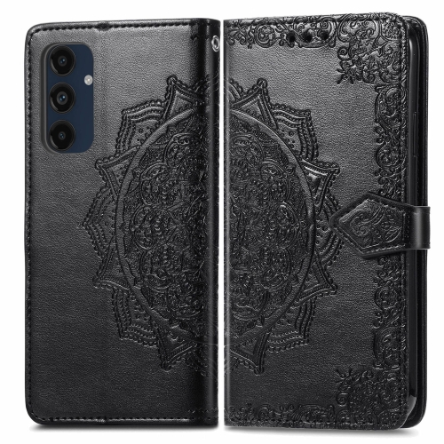 

For Samsung Galaxy A16 5G Mandala Flower Embossed Leather Phone Case(Black)