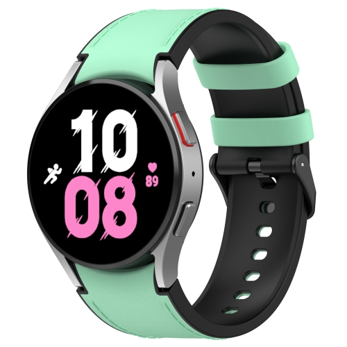 For Samsung Galaxy Watch 6 Silicone Leather Black Buckle Watch Band(Green)