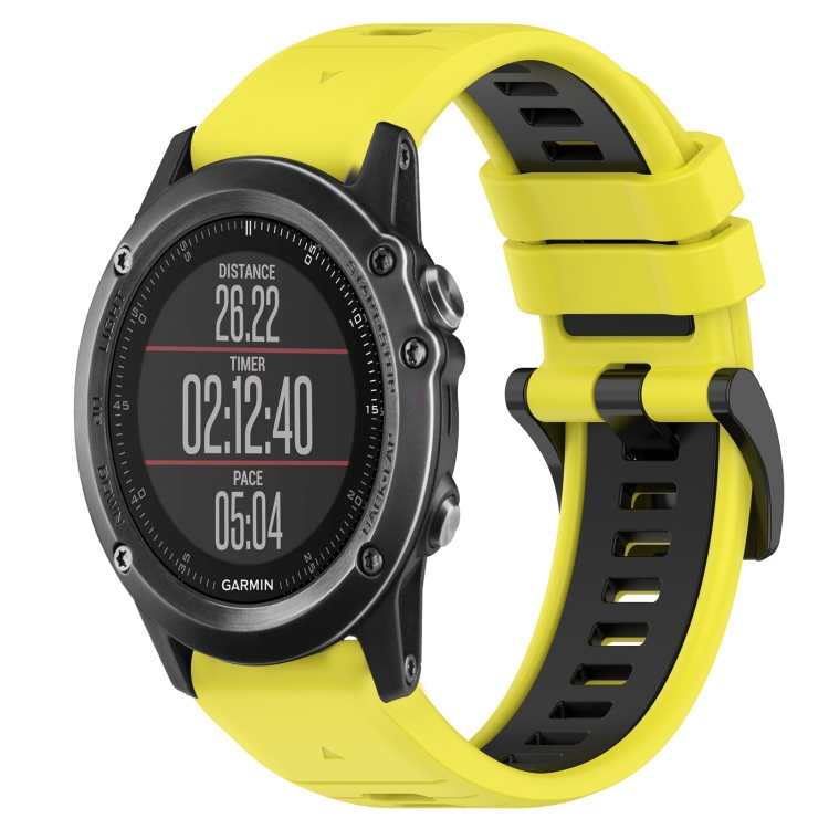 For Garmin Fenix HR Sports Two-Color 26mm Silicone Watch Band