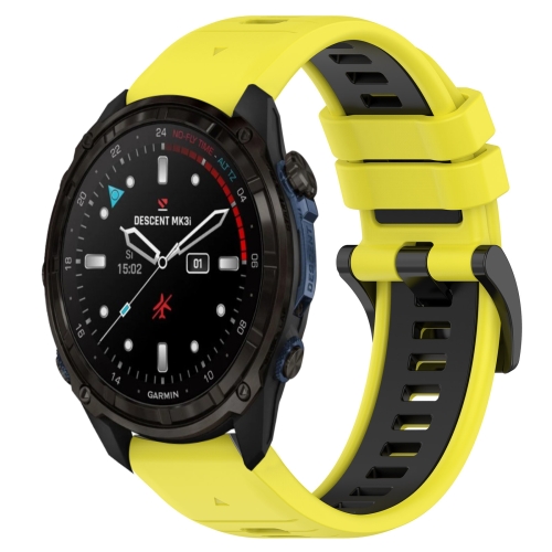 Pour Garmin Fenix 6X Pro 26mm Sports Bracelet de montre en silicone  bicolore (jaune + noir)