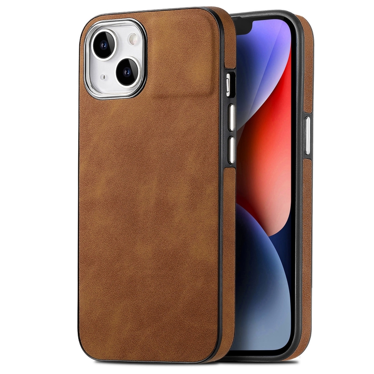 

For iPhone 14 Skin-Feel Electroplating TPU Shockproof Phone Case(Brown)