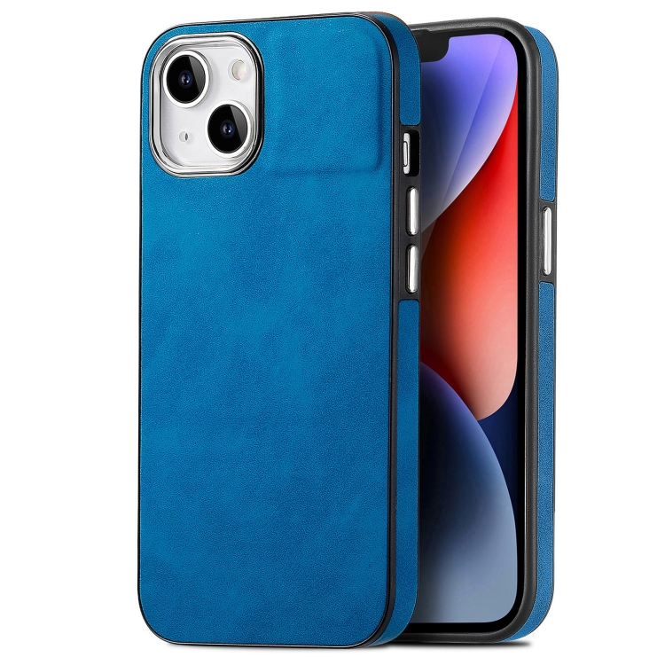 

For iPhone 14 Plus Skin-Feel Electroplating TPU Shockproof Phone Case(Blue)