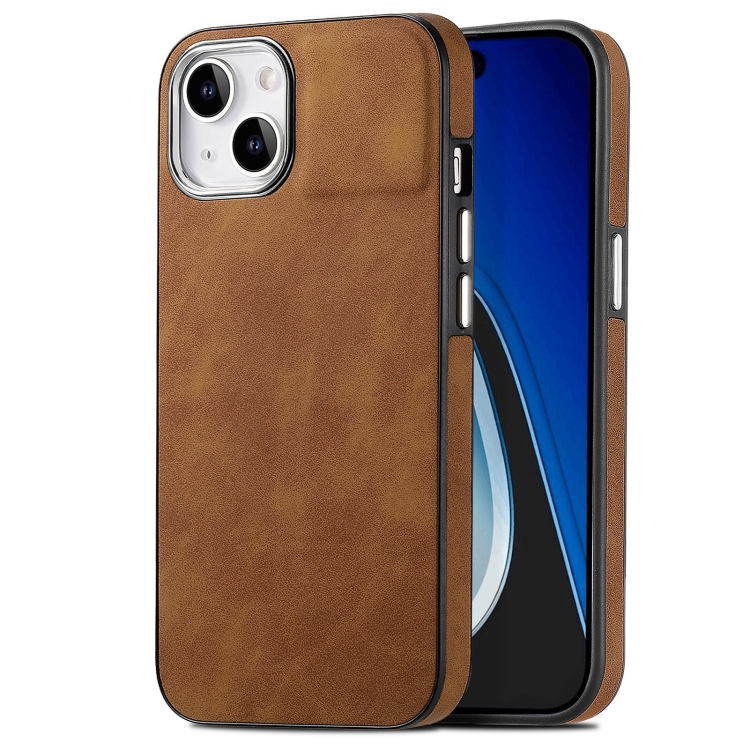 

For iPhone 15 Skin-Feel Electroplating TPU Shockproof Phone Case(Brown)