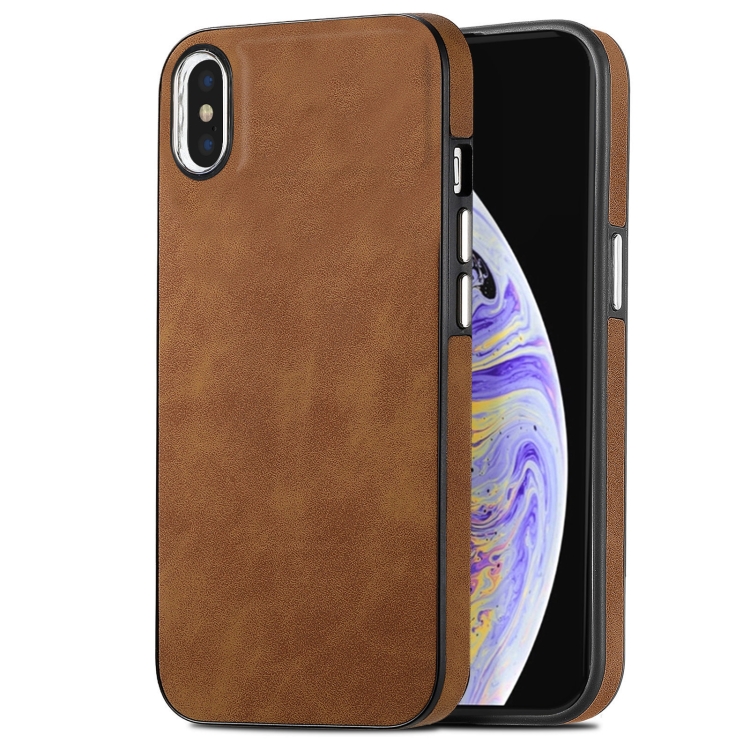 

For iPhone XS Max Skin-Feel Electroplating TPU Shockproof Phone Case(Brown)