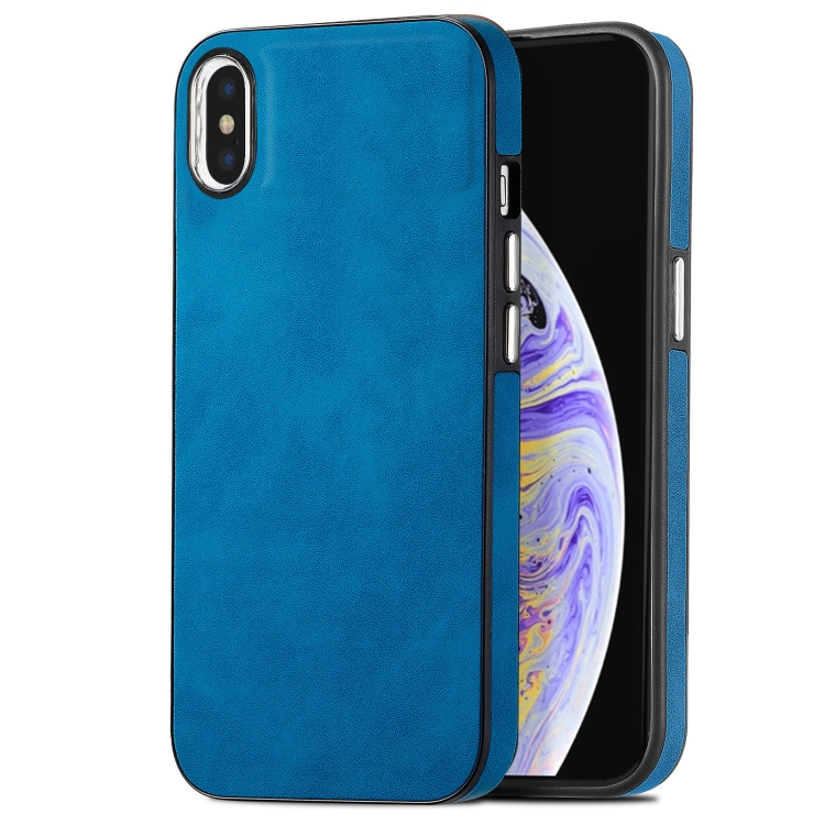 

For iPhone X / XS Skin-Feel Electroplating TPU Shockproof Phone Case(Blue)