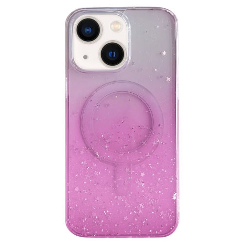 For iPhone 14 Glitter MagSafe Hybrid Clear TPU Phone Case(Pink)