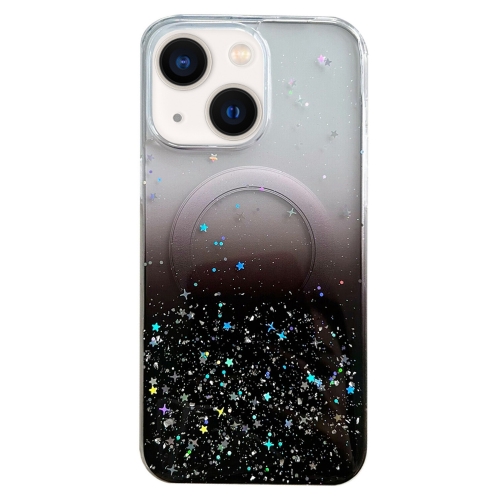 

For iPhone 14 Plus MagSafe Glitter Hybrid Clear TPU Phone Case(Black)