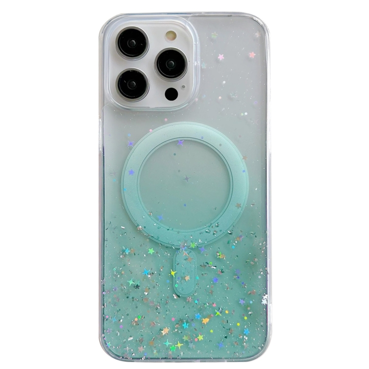 

For iPhone 14 Pro Max MagSafe Glitter Hybrid Clear TPU Phone Case(Green)