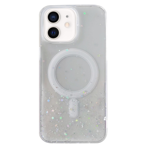 

For iPhone 12 MagSafe Glitter Hybrid Clear TPU Phone Case(White)