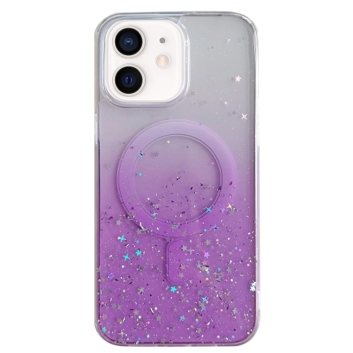 

For iPhone 12 MagSafe Glitter Hybrid Clear TPU Phone Case(Purple)