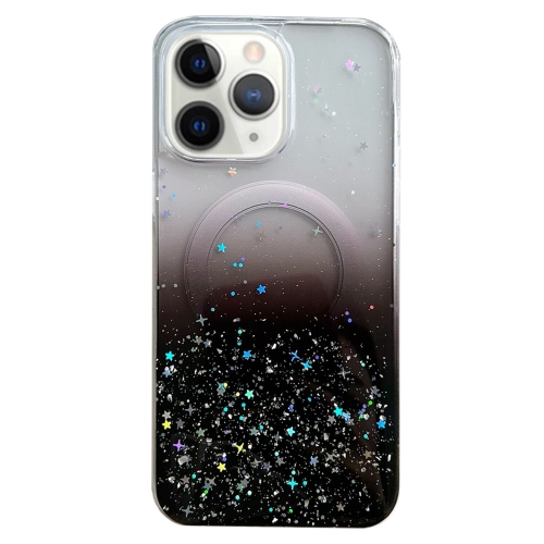 

For iPhone 11 Pro Max MagSafe Glitter Hybrid Clear TPU Phone Case(Black)